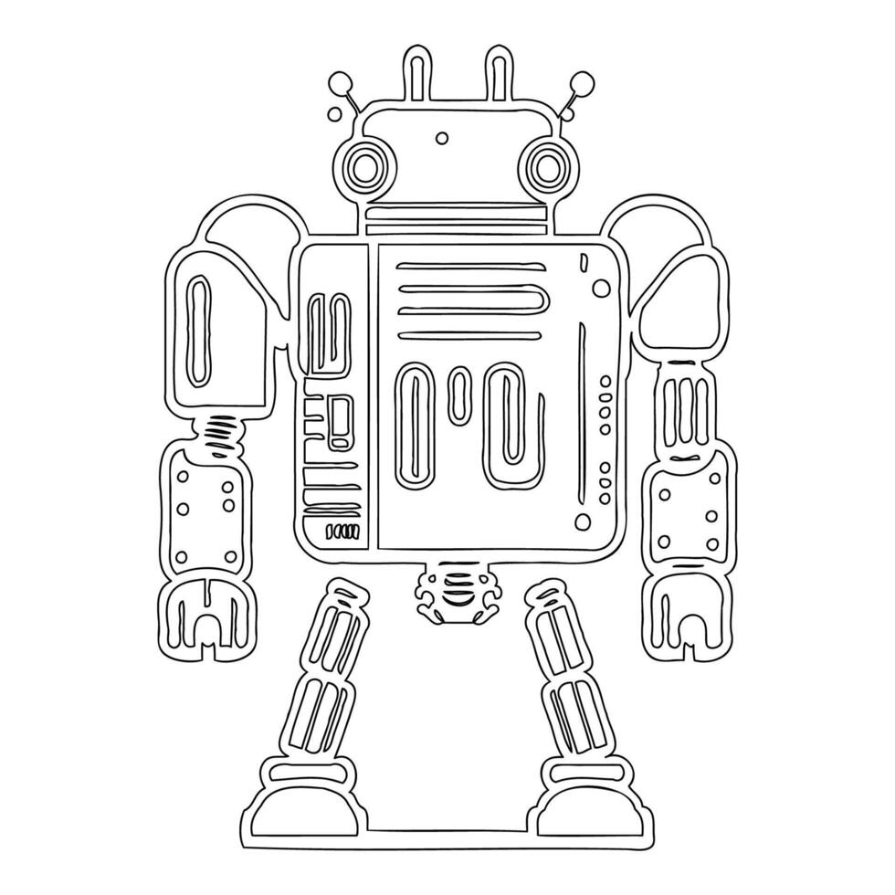 Robot outline illustration sketch vector