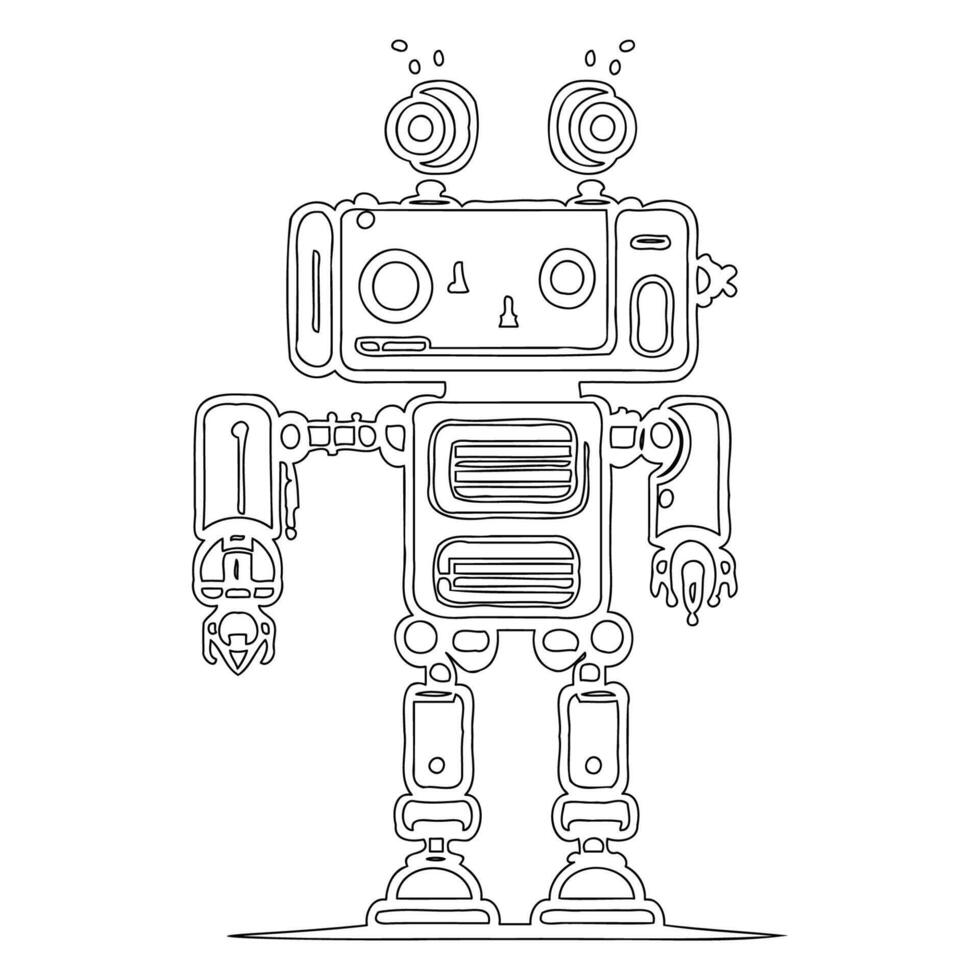 Robot outline illustration sketch vector