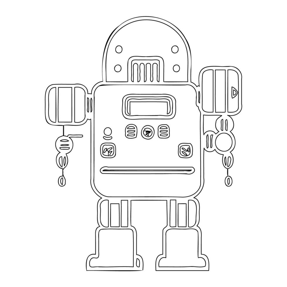 Robot outline illustration sketch vector