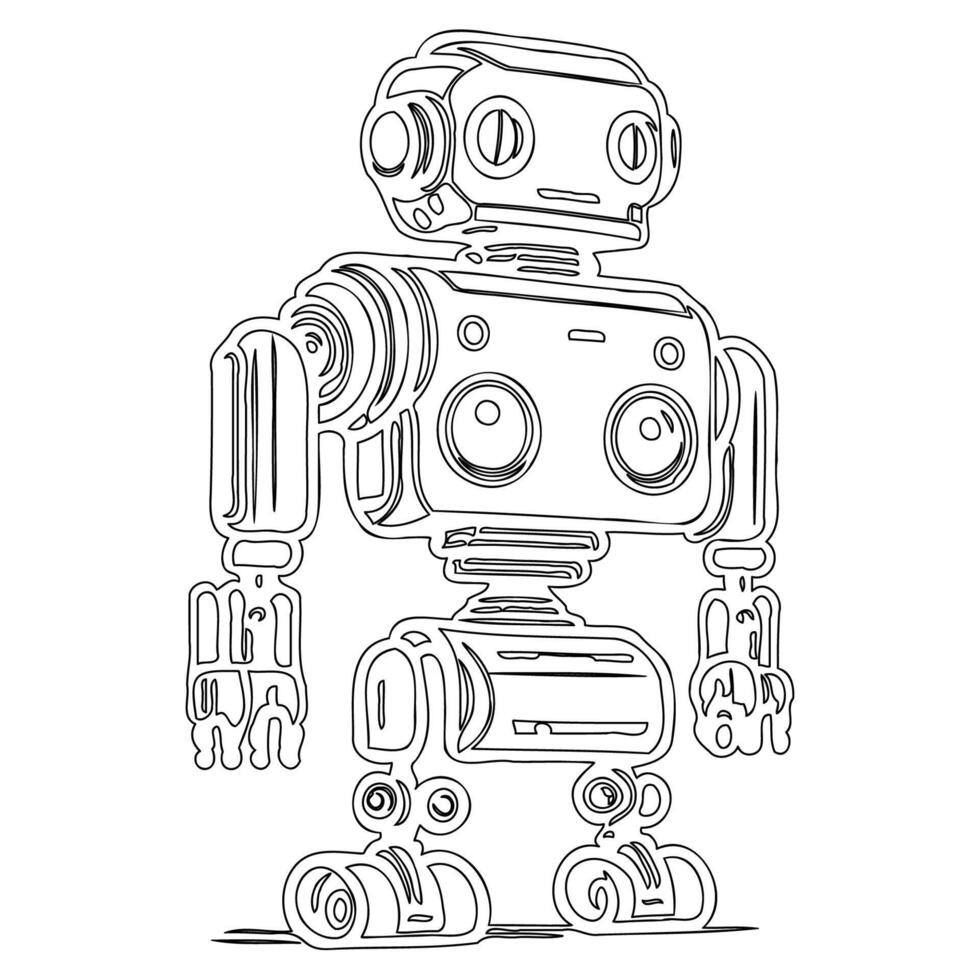 Robot outline illustration sketch vector