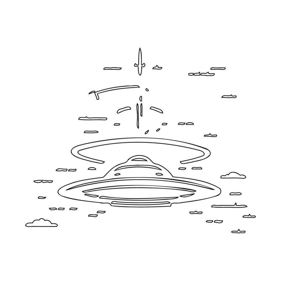 Ufo outline illustration sketch vector