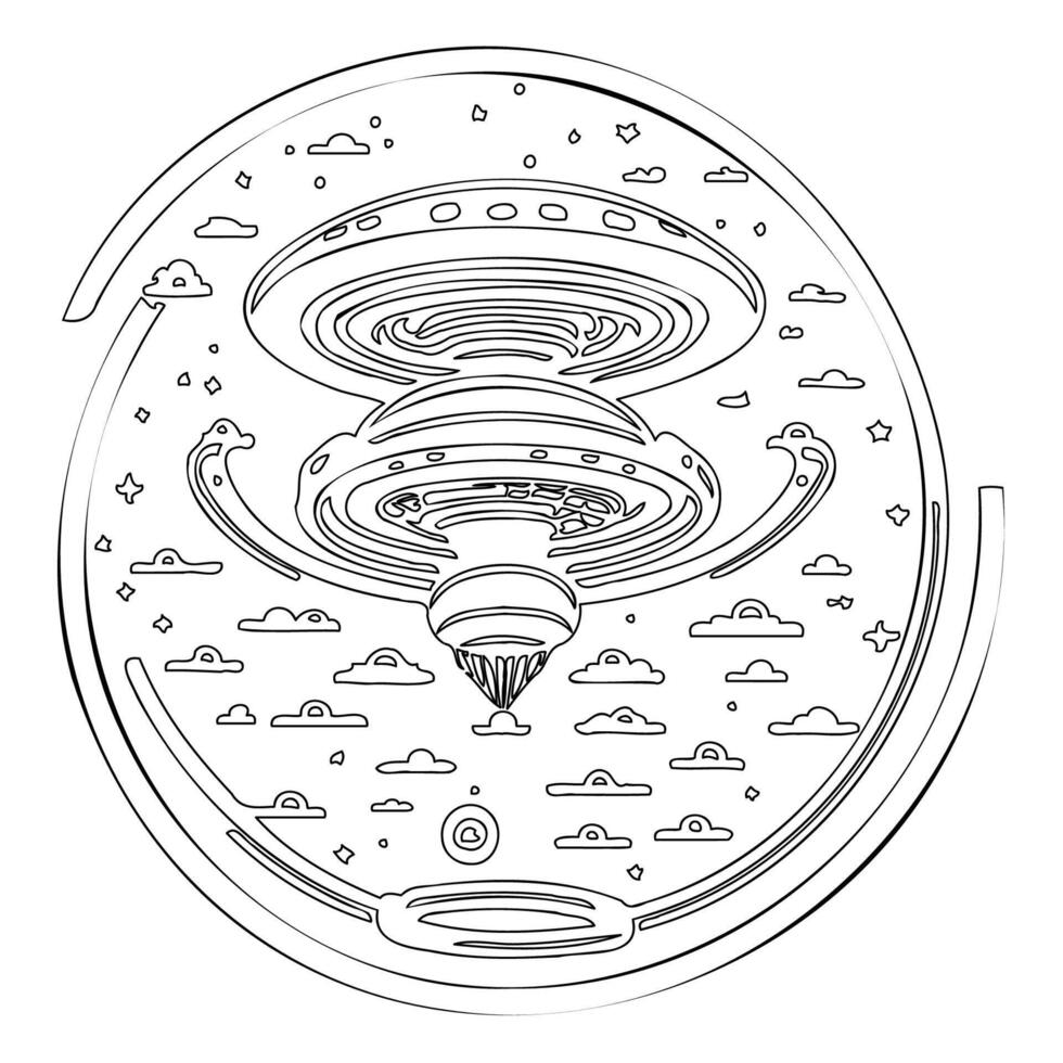Ufo outline illustration sketch vector