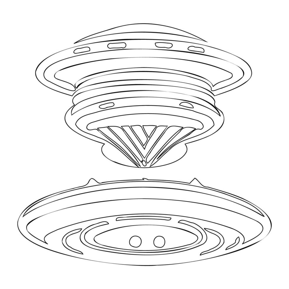 Ufo outline illustration sketch vector