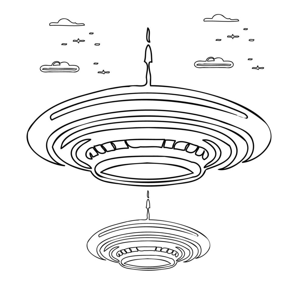Ufo outline illustration sketch vector
