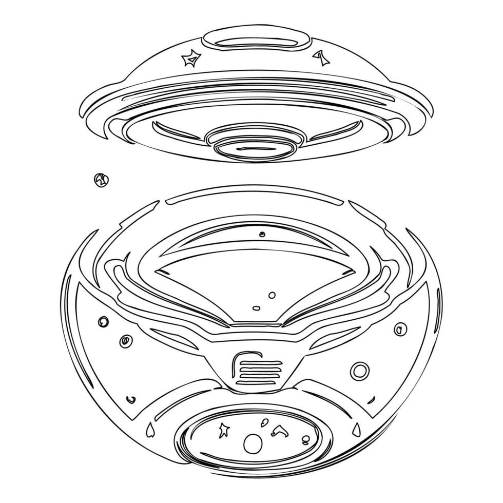 Ufo outline illustration sketch vector