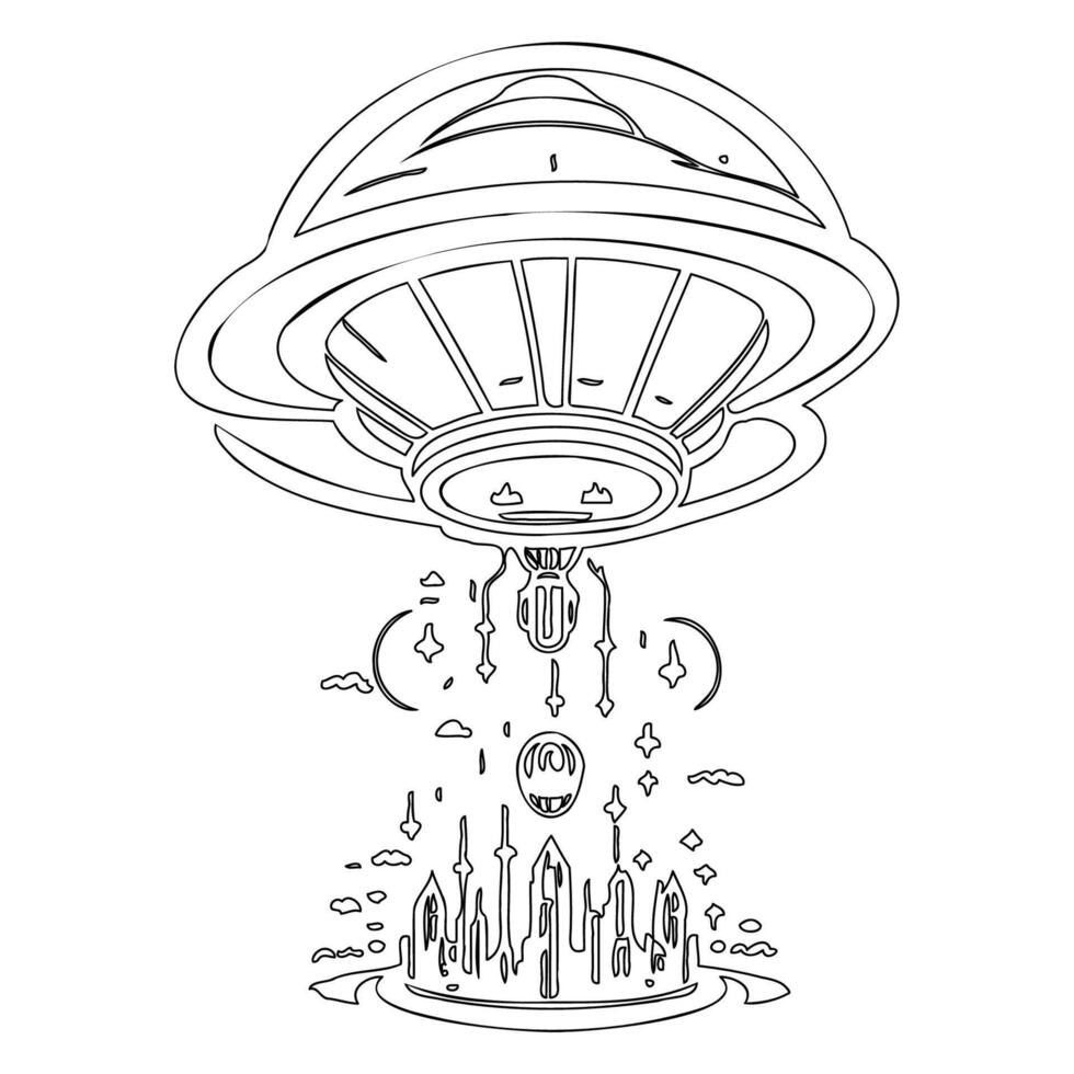 Ufo outline illustration sketch vector