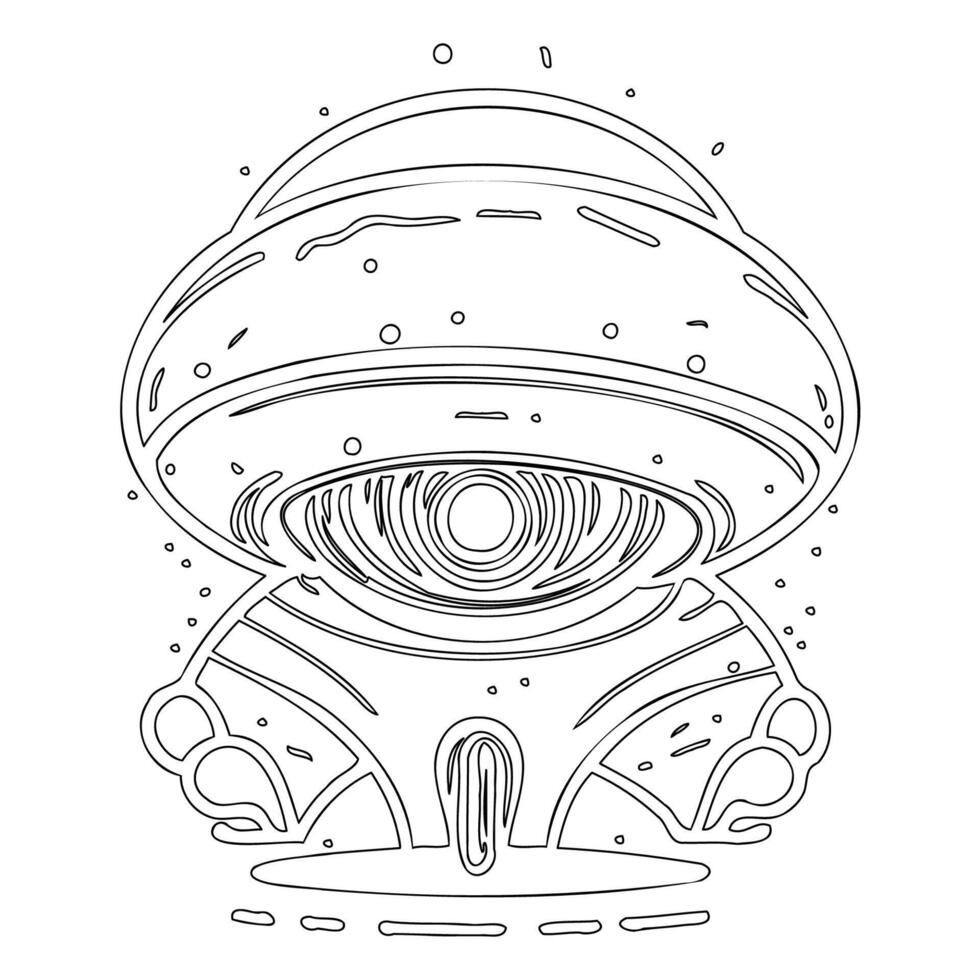 Ufo outline illustration sketch vector