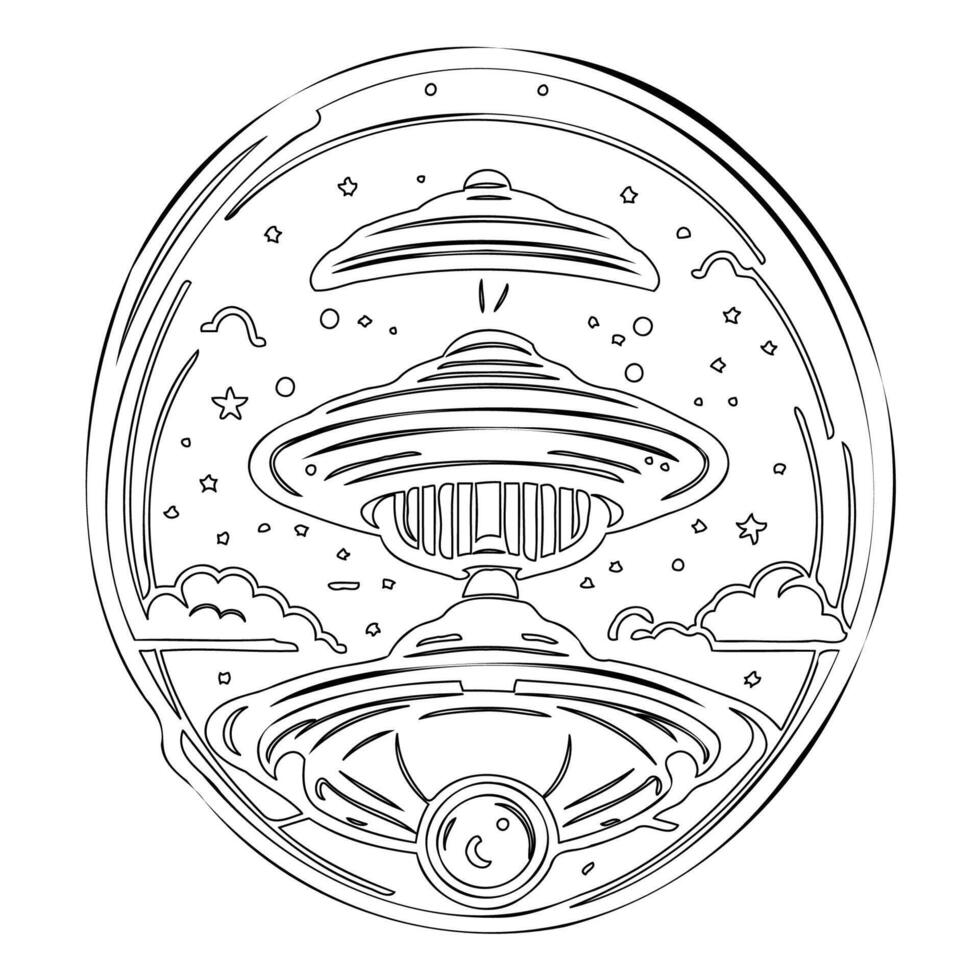 Ufo outline illustration sketch vector