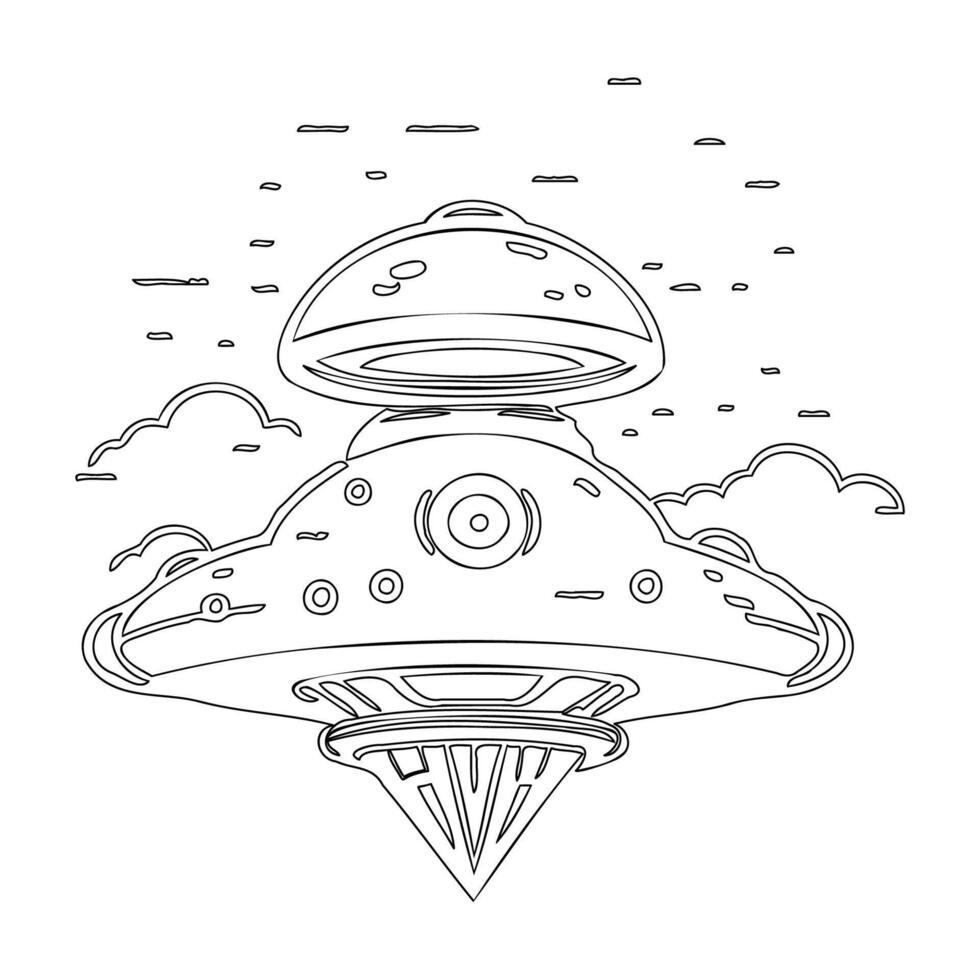 Ufo outline illustration sketch vector