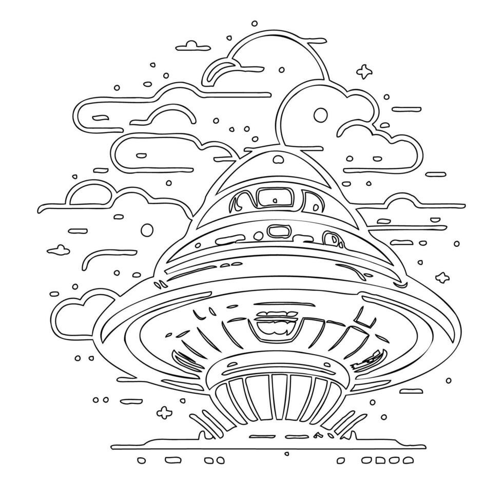 Ufo outline illustration sketch vector