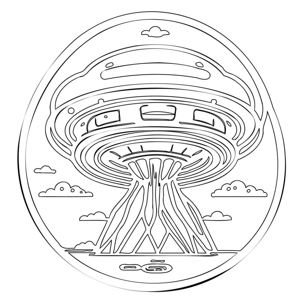 Ufo outline illustration sketch vector