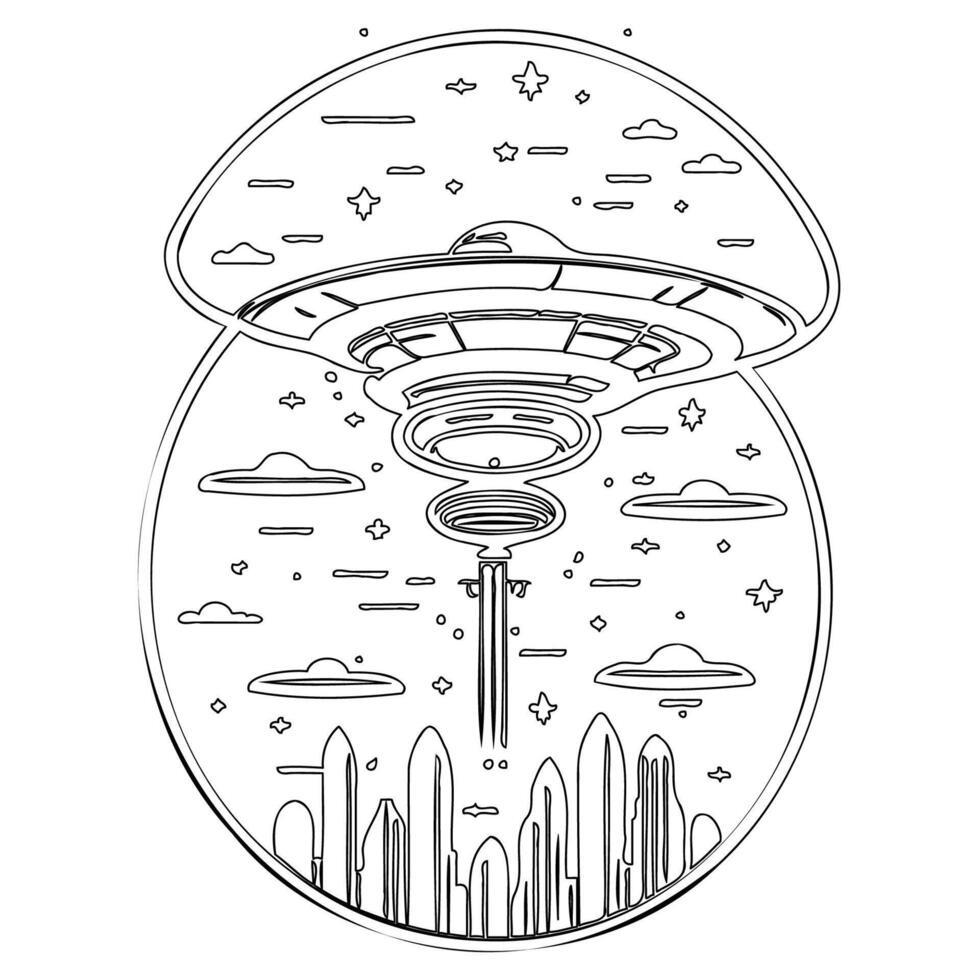 Ufo outline illustration sketch vector