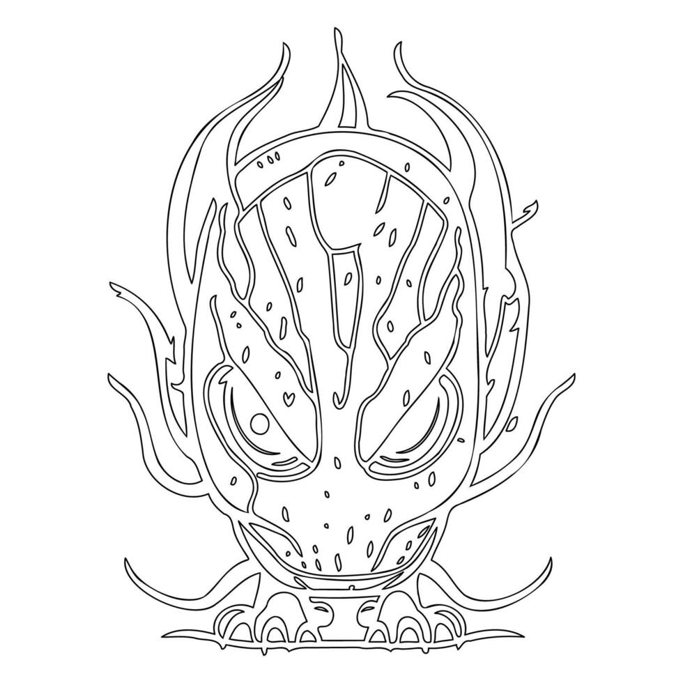 Monster alien outline illustration sketch vector