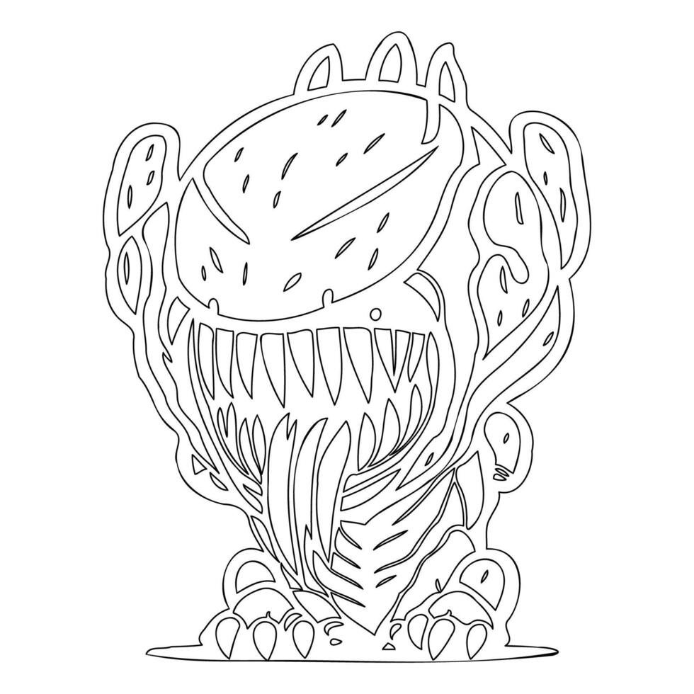 Monster alien outline illustration sketch vector