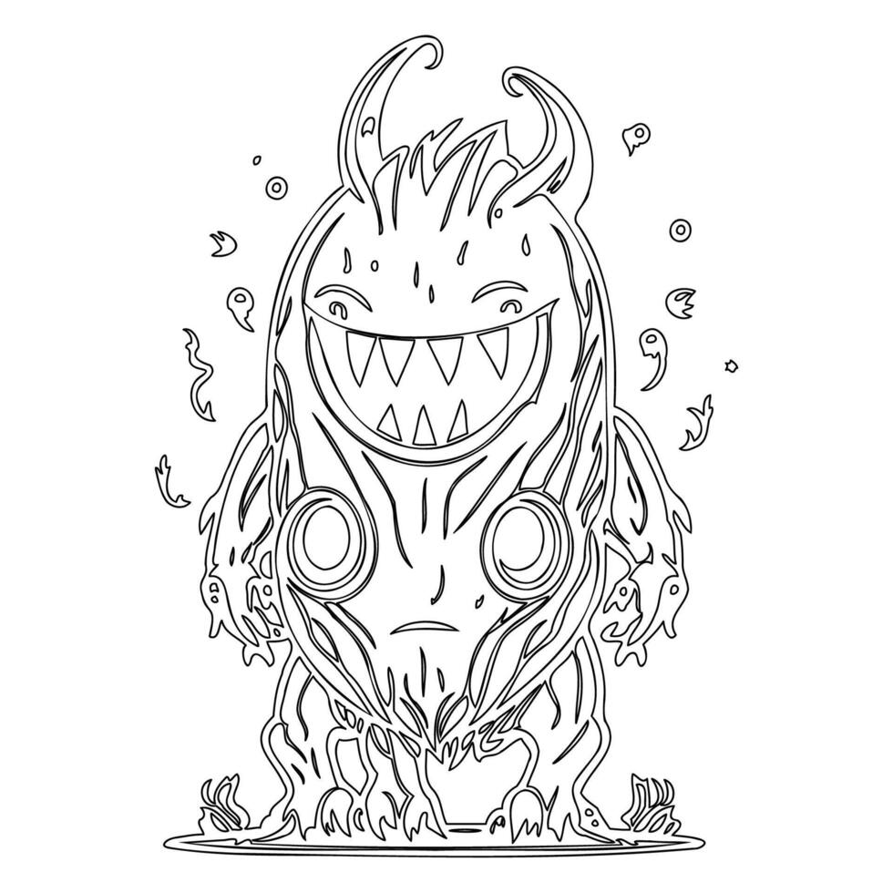 Monster alien outline illustration sketch vector