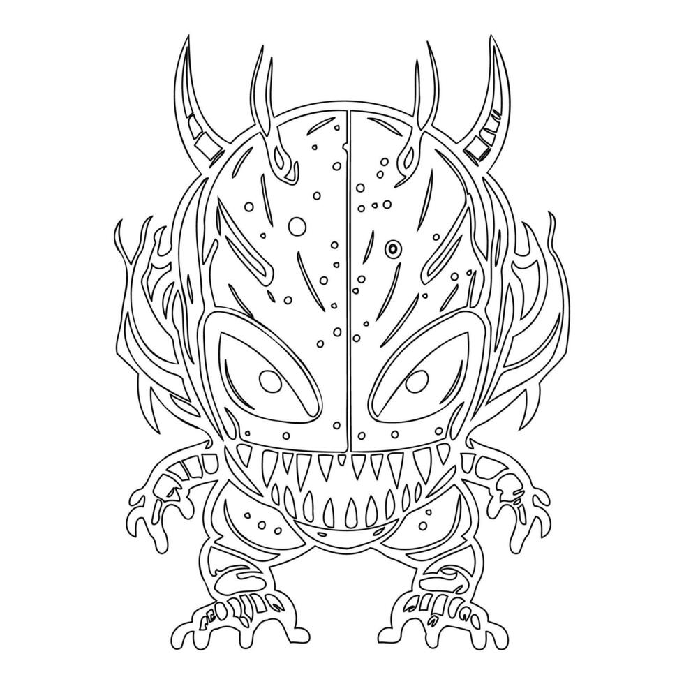 Monster alien outline illustration sketch vector