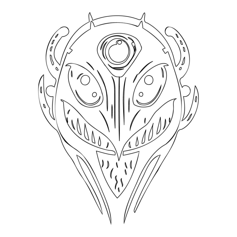 Monster alien outline illustration sketch vector