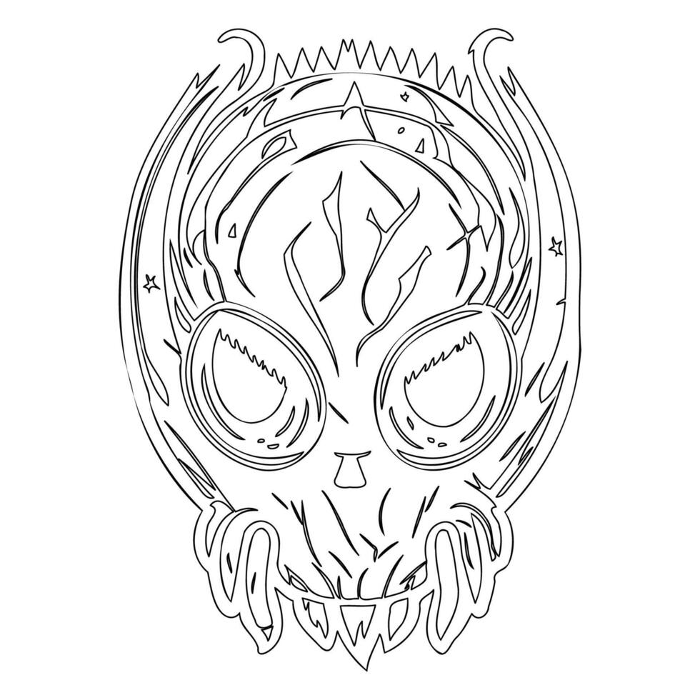 Monster alien outline illustration sketch vector