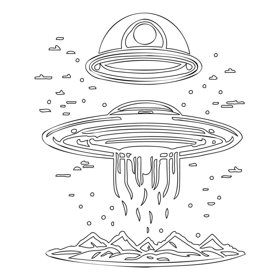 Ufo outline illustration sketch vector