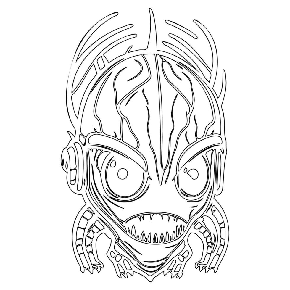 Monster alien outline illustration sketch vector