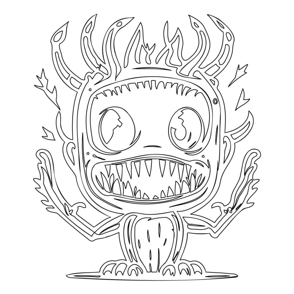 Monster alien outline illustration sketch vector