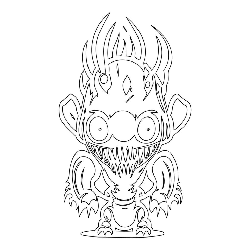 Monster alien outline illustration sketch vector