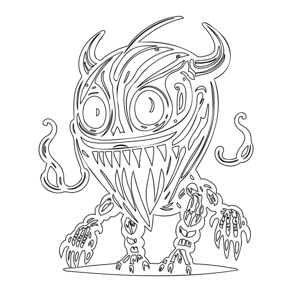 Monster alien outline illustration sketch vector