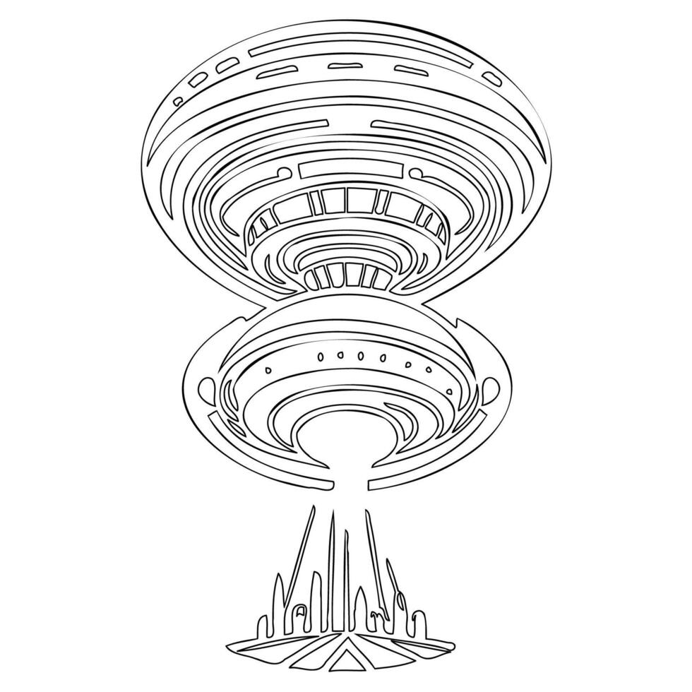Ufo outline illustration sketch vector