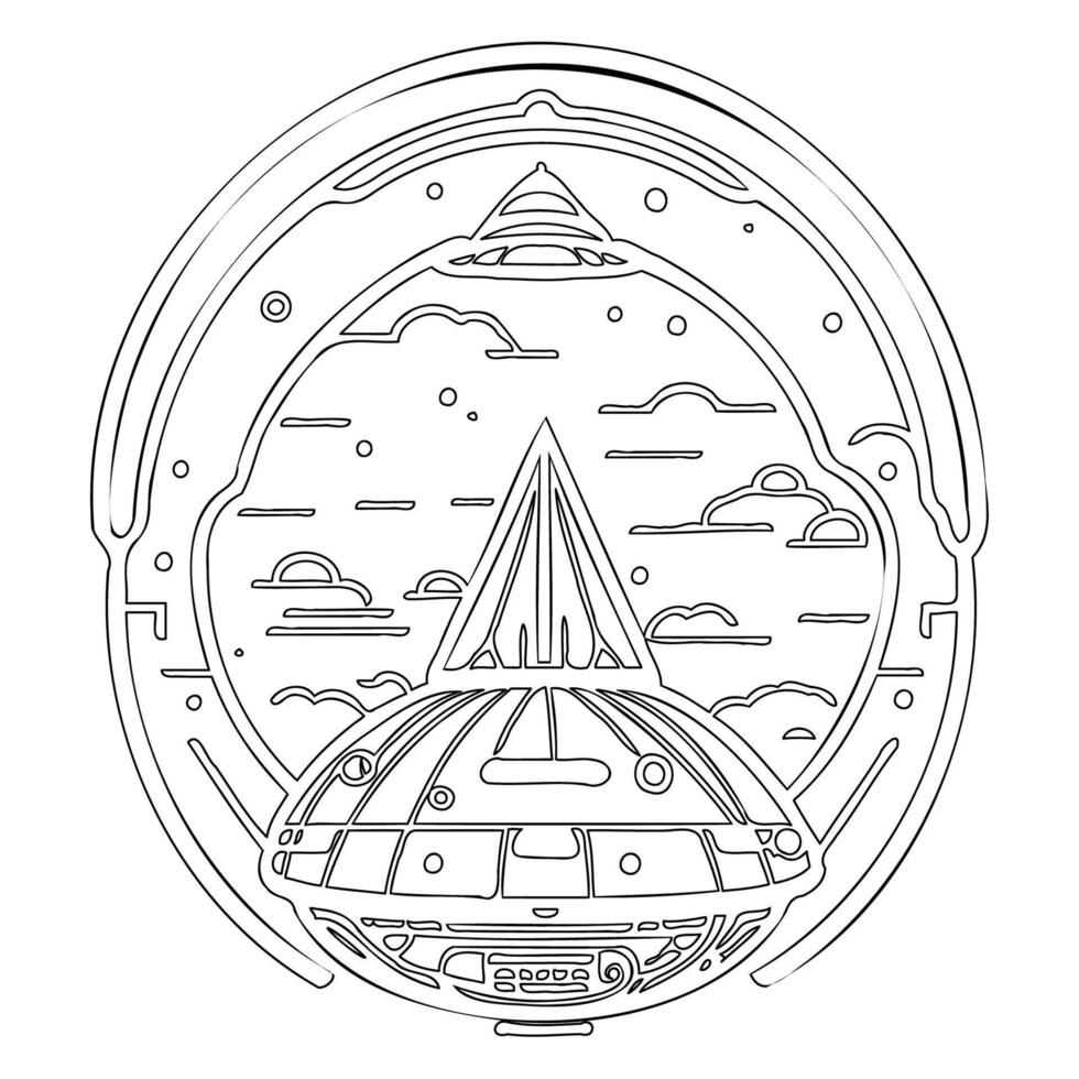 Ufo outline illustration sketch vector
