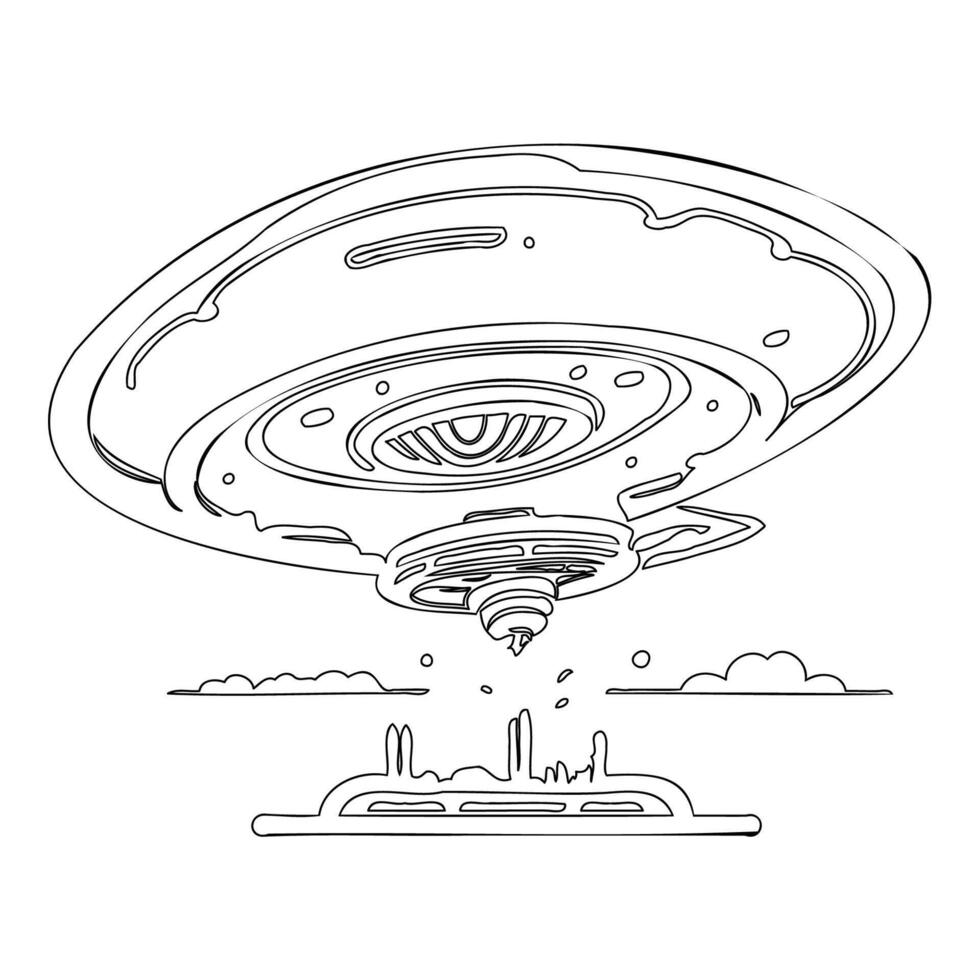 Ufo outline illustration sketch vector