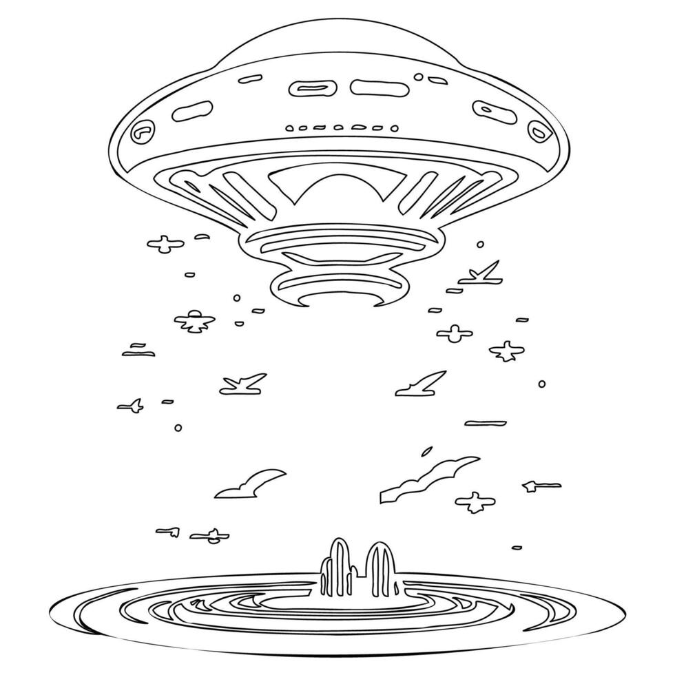 Ufo outline illustration sketch vector