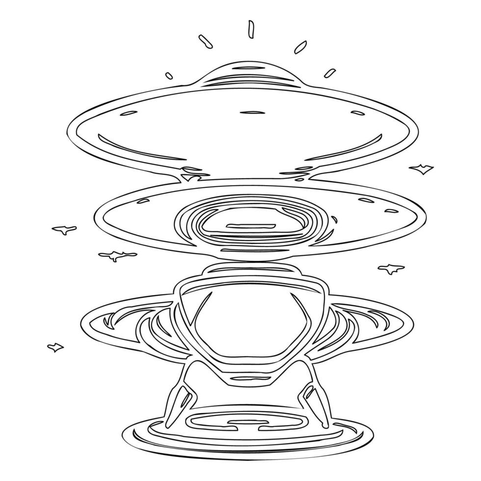 Ufo outline illustration sketch vector