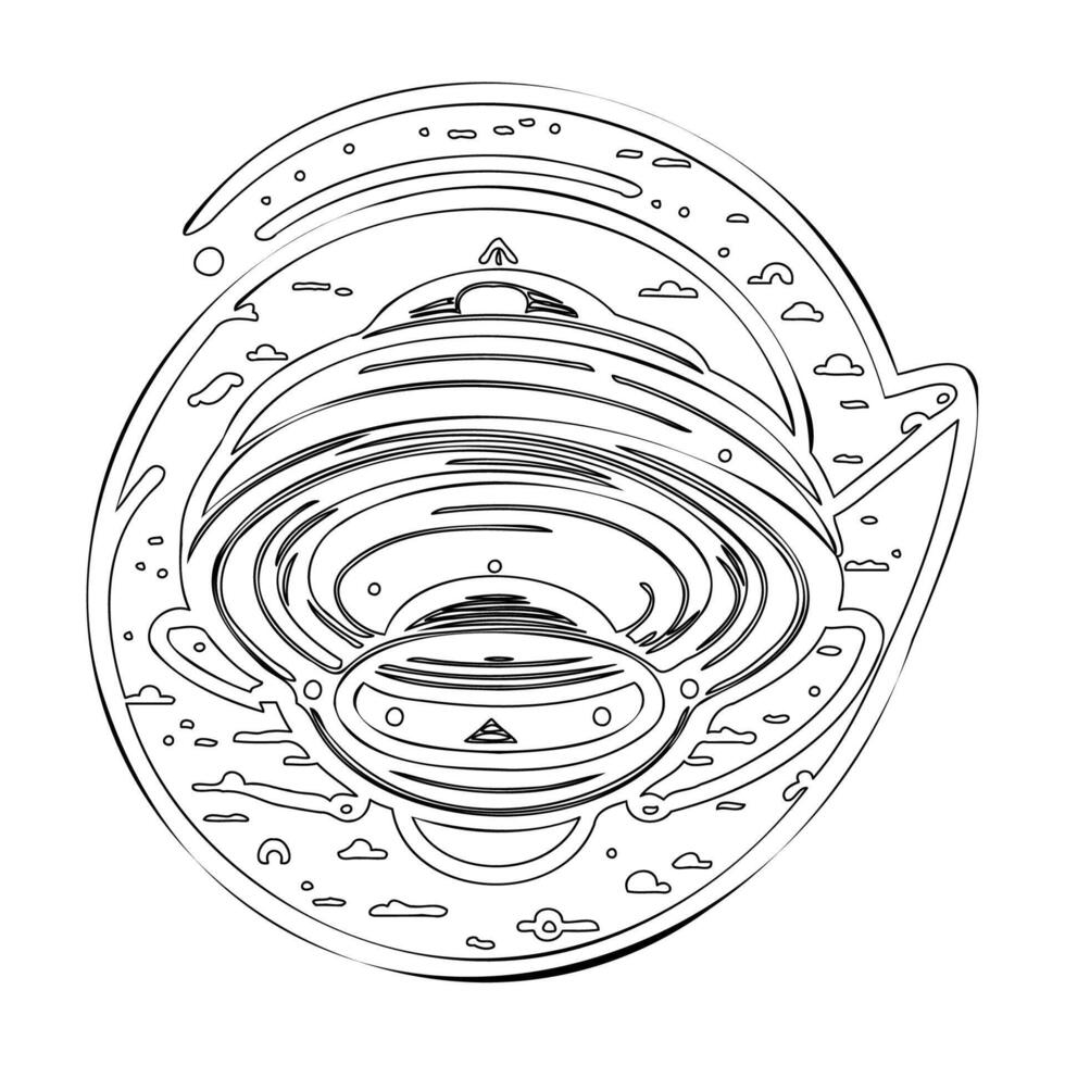 Ufo outline illustration sketch vector