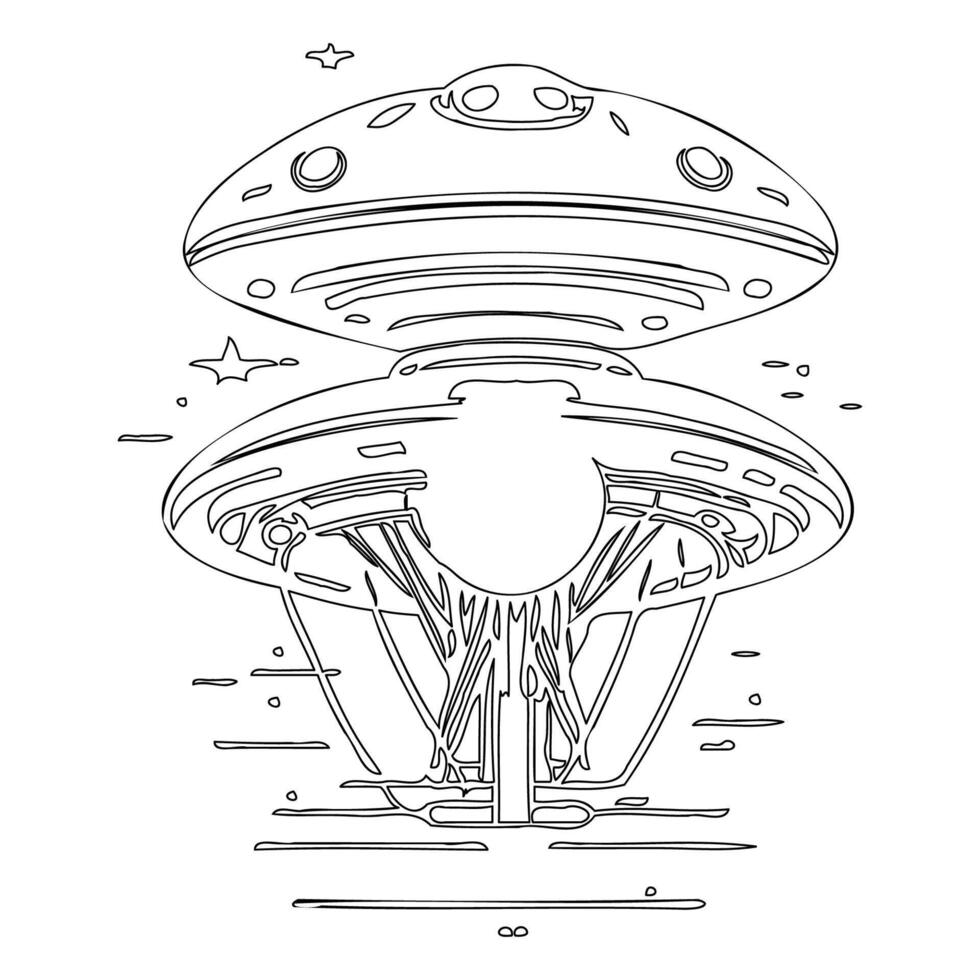 Ufo outline illustration sketch vector