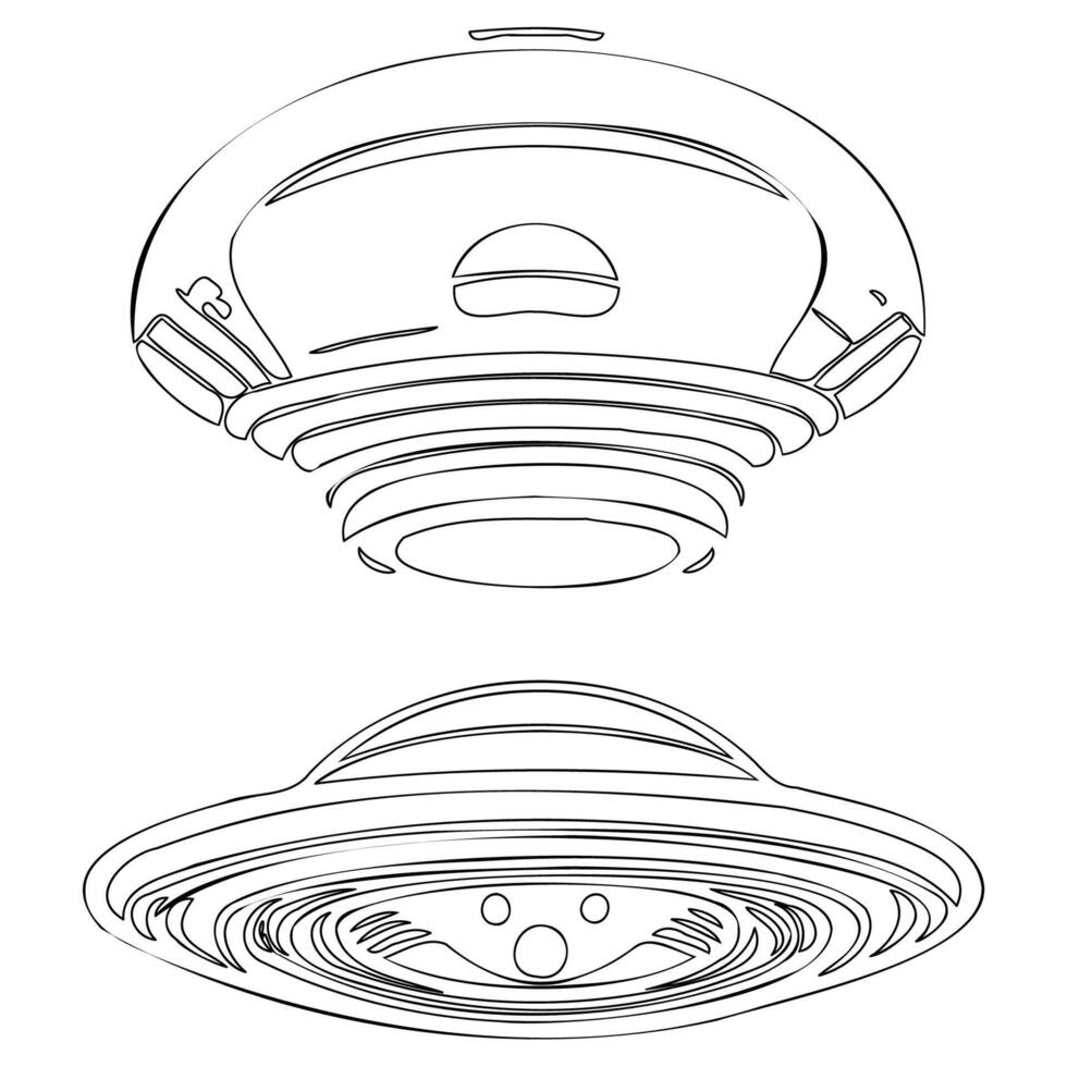 Ufo outline illustration sketch vector
