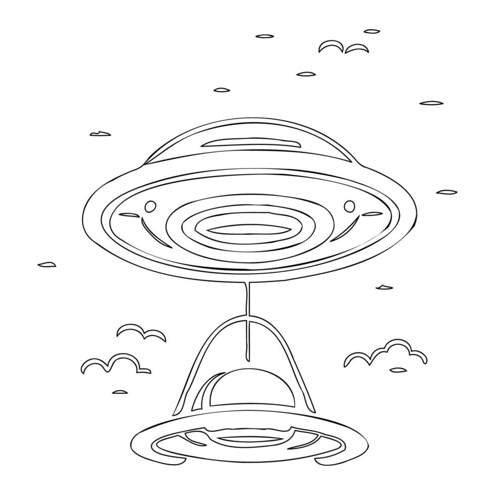 Ufo outline illustration sketch vector