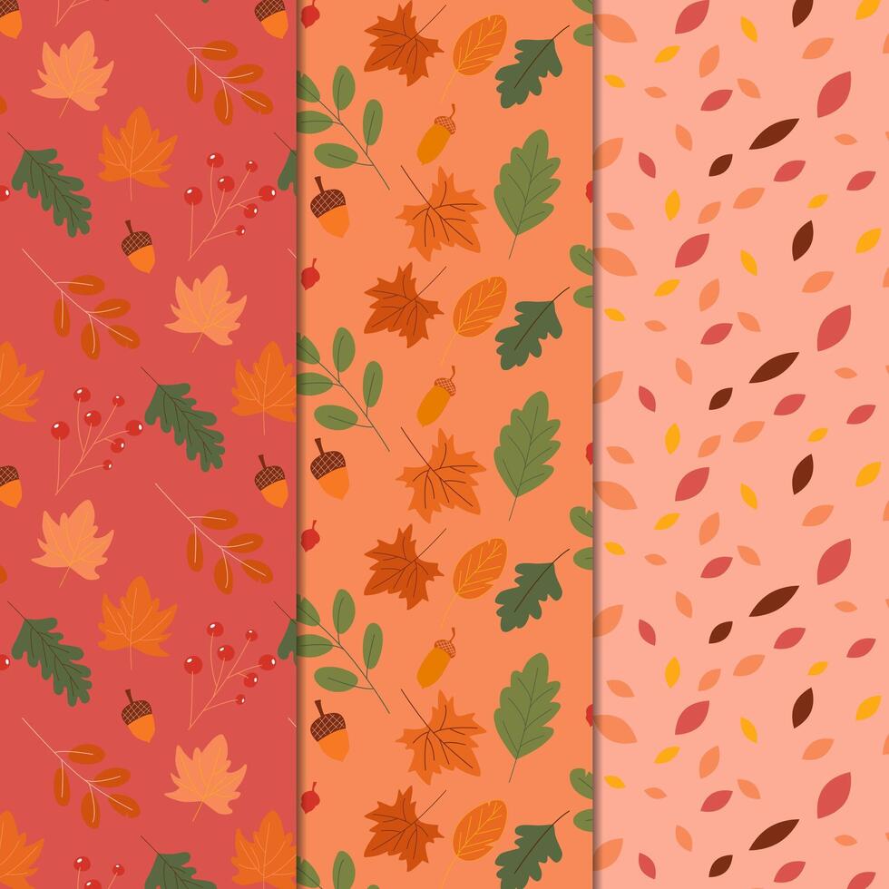 Hand-drawn autumn leaves seamless pattern, colorful autumn pattern series vector