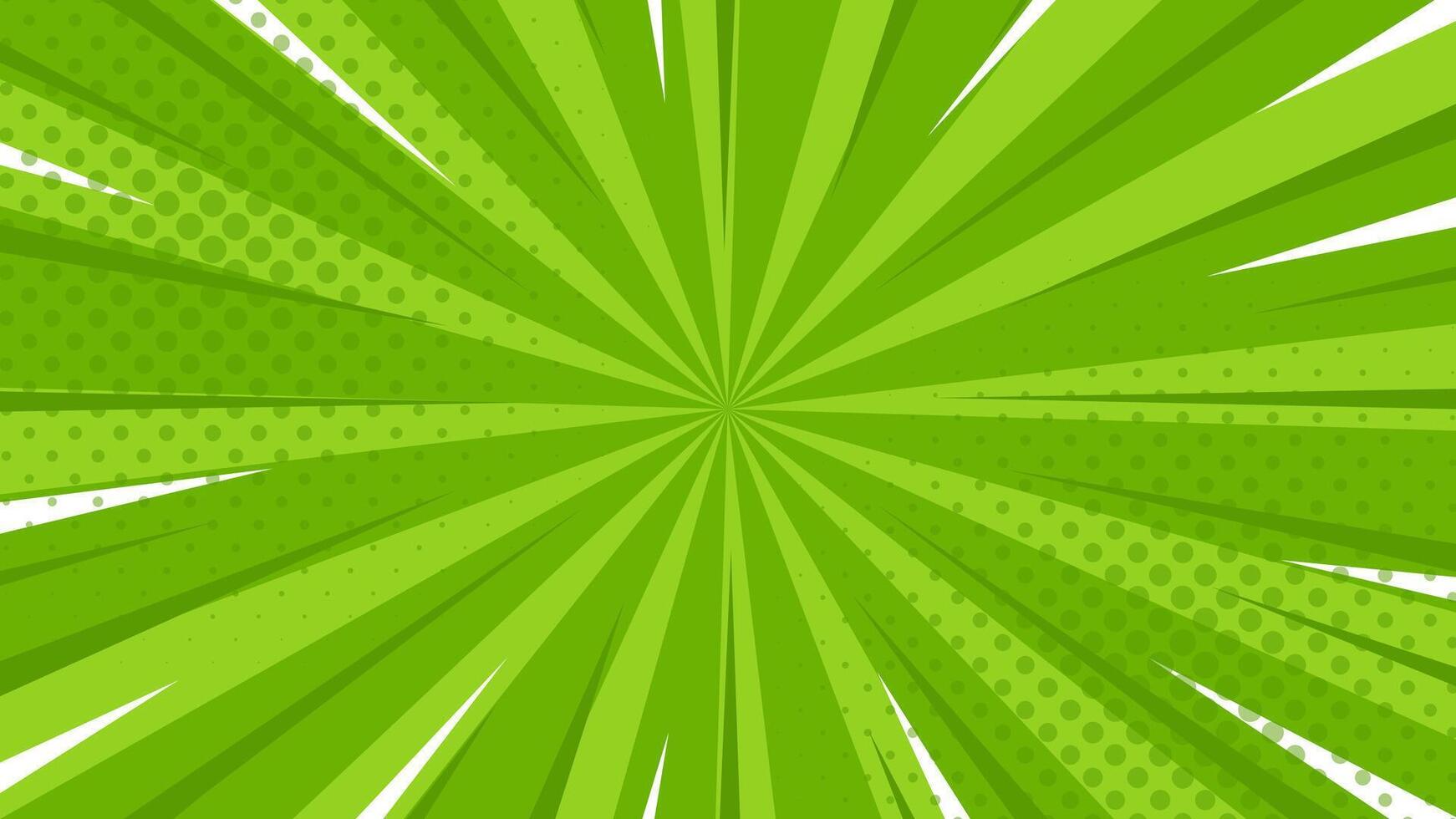 Green pop art comic sunburst effect background with halftone. Cartoon abstract background. Suitable for templates, sales banners, events, ads, web, and pages vector