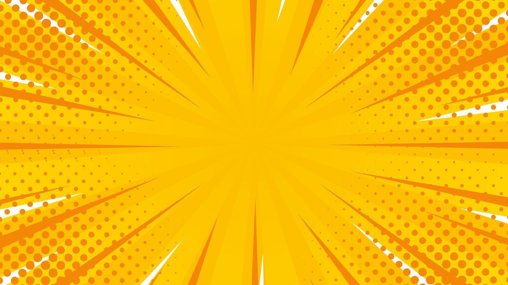 Bright orange pop art comic sunburst effect background with halftone. Cartoon abstract background. Suitable for templates, sales banners, events, ads, web, and pages vector