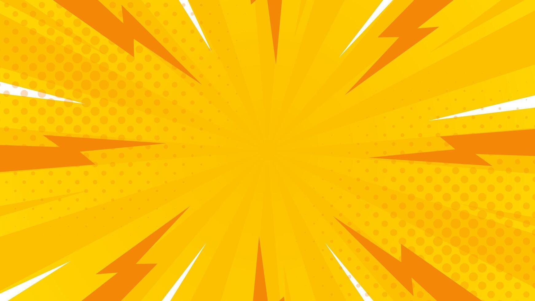 Bright orange pop art comic sunburst effect background with halftone. Cartoon abstract background. Suitable for templates, sales banners, events, ads, web, and pages vector