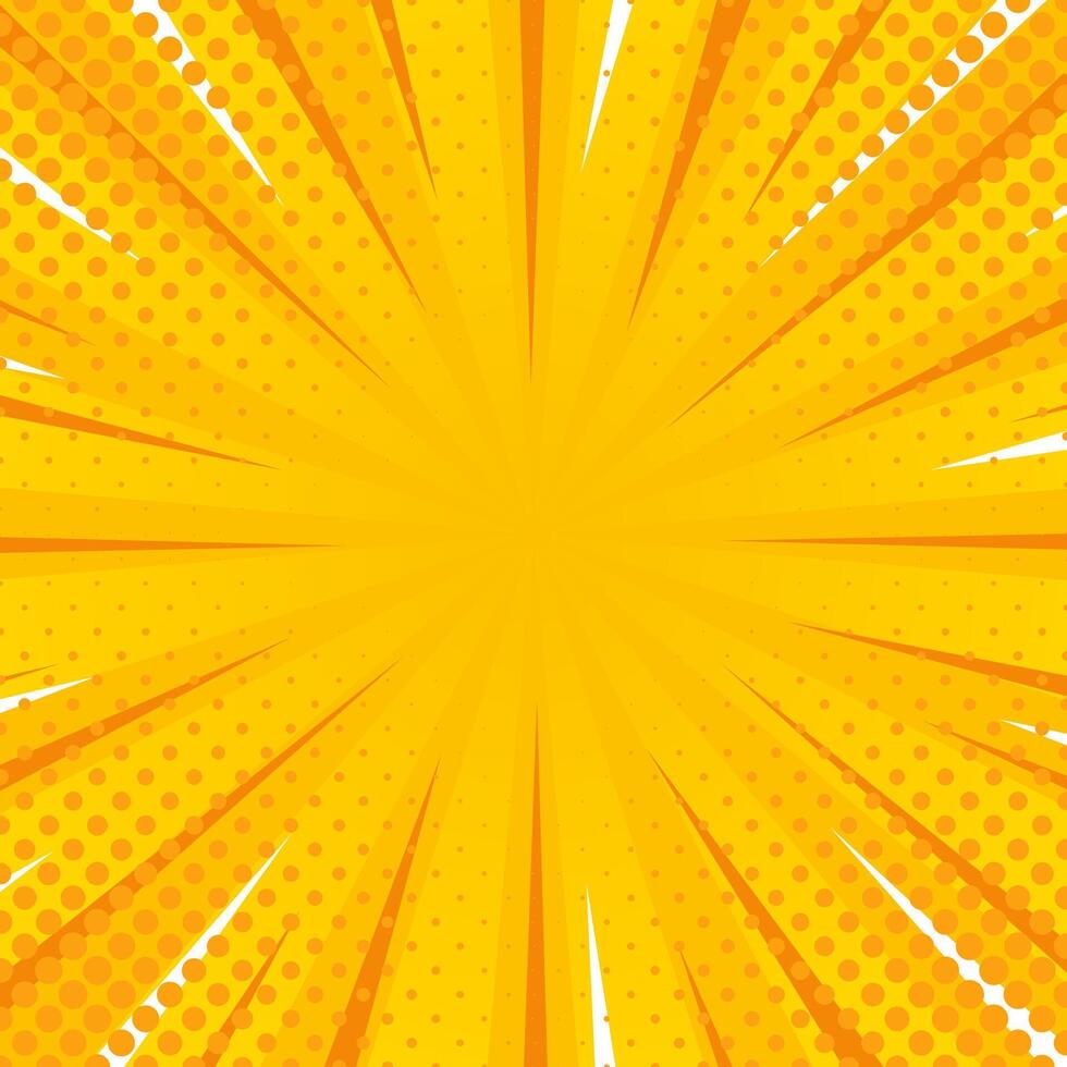 Bright orange pop art comic sunburst effect background with halftone. Cartoon abstract background. Suitable for templates, sales banners, events, ads, web, and pages vector