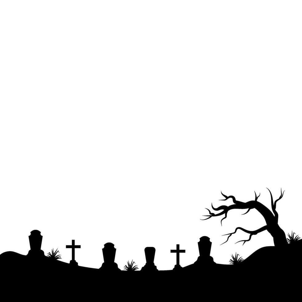 Halloween Graveyard Land Silhouette vector
