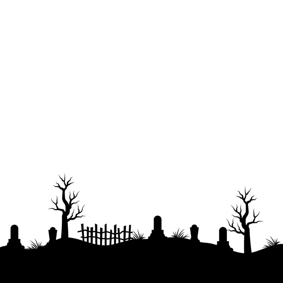 Halloween Graveyard Land Silhouette vector