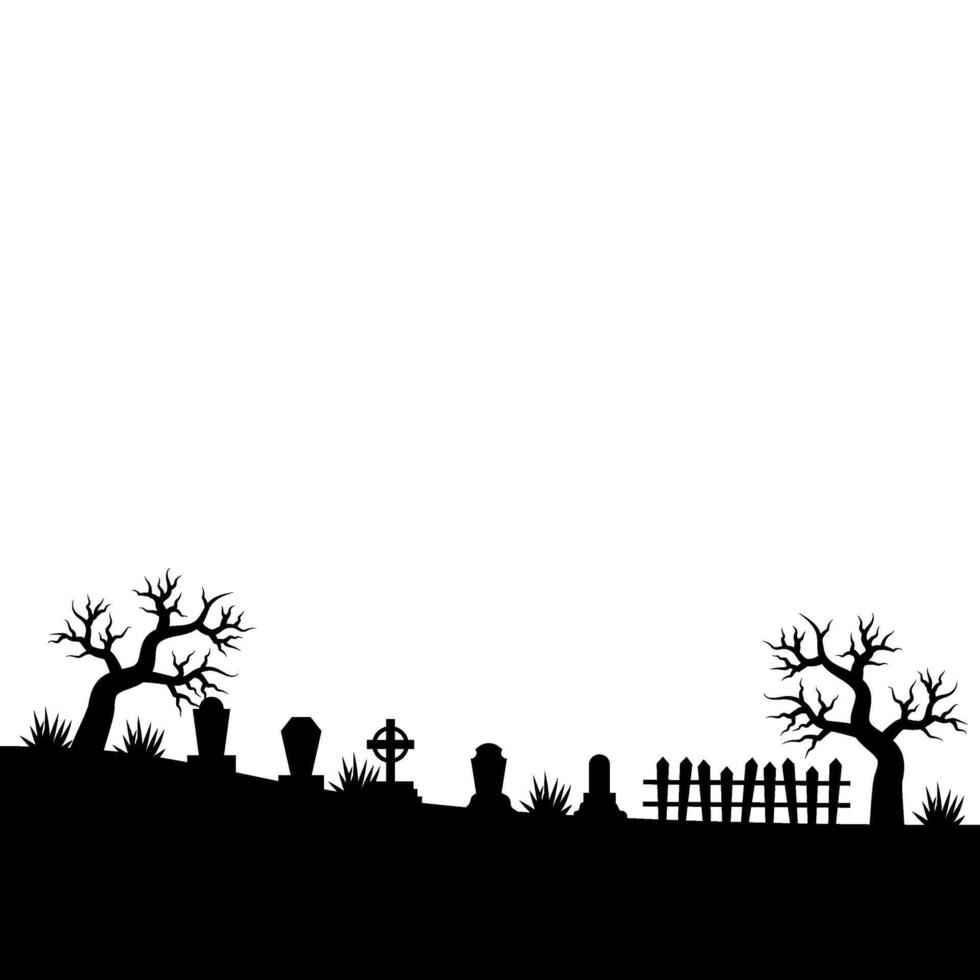 Halloween Graveyard Land Silhouette vector