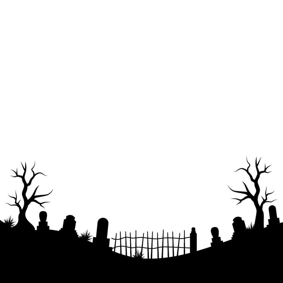 Halloween Graveyard Land Silhouette vector