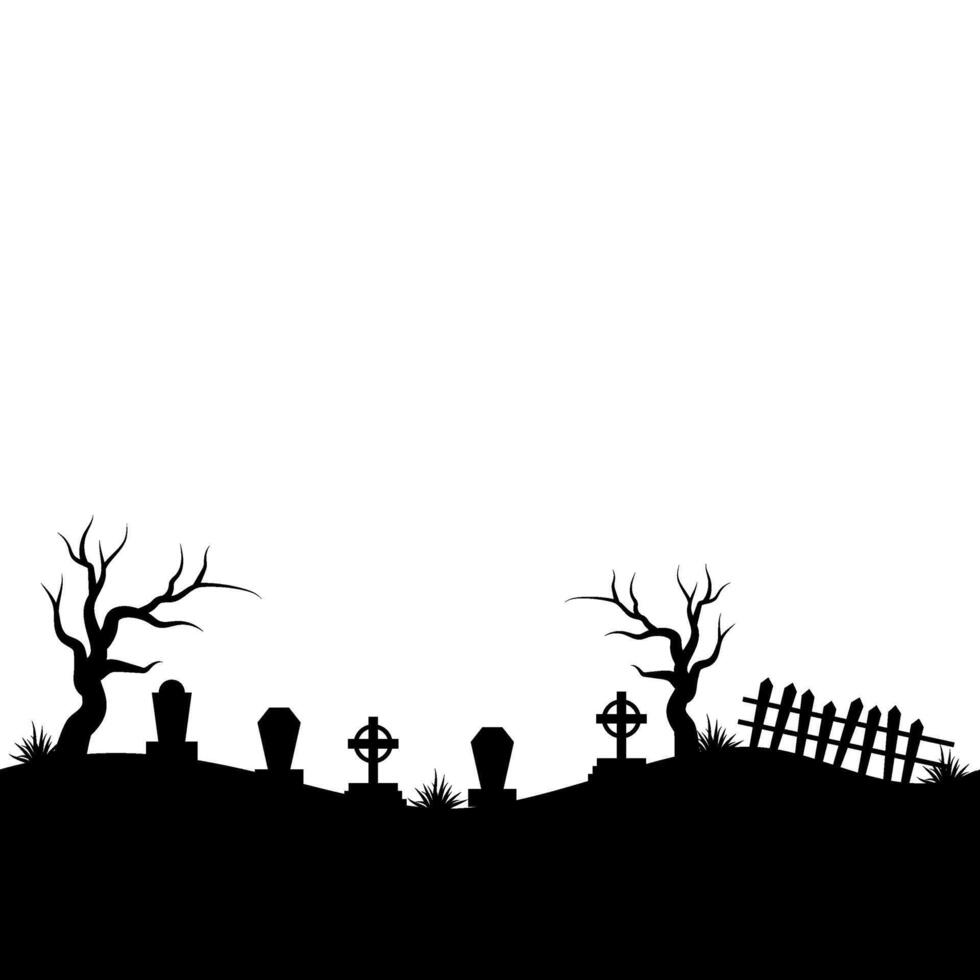 Halloween Graveyard Land Silhouette vector
