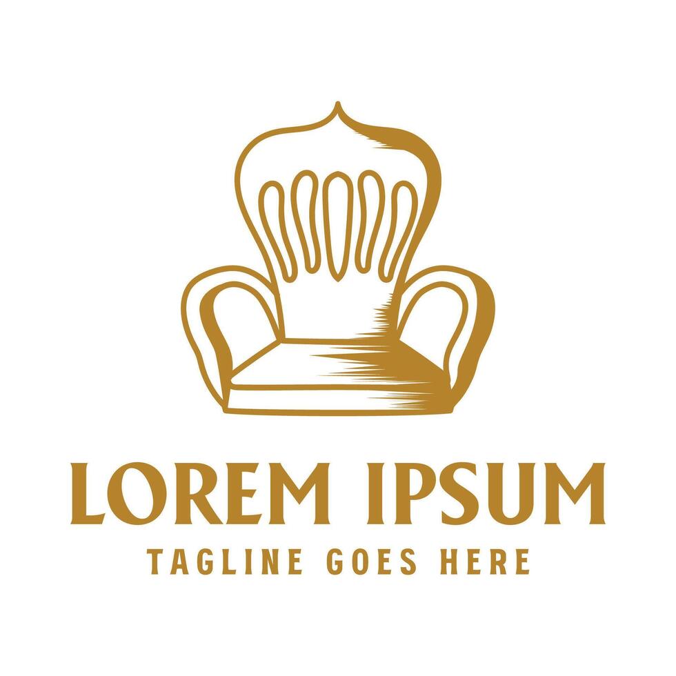 Luxury Golden Queen King Princess Wooden Chair Illustration vector