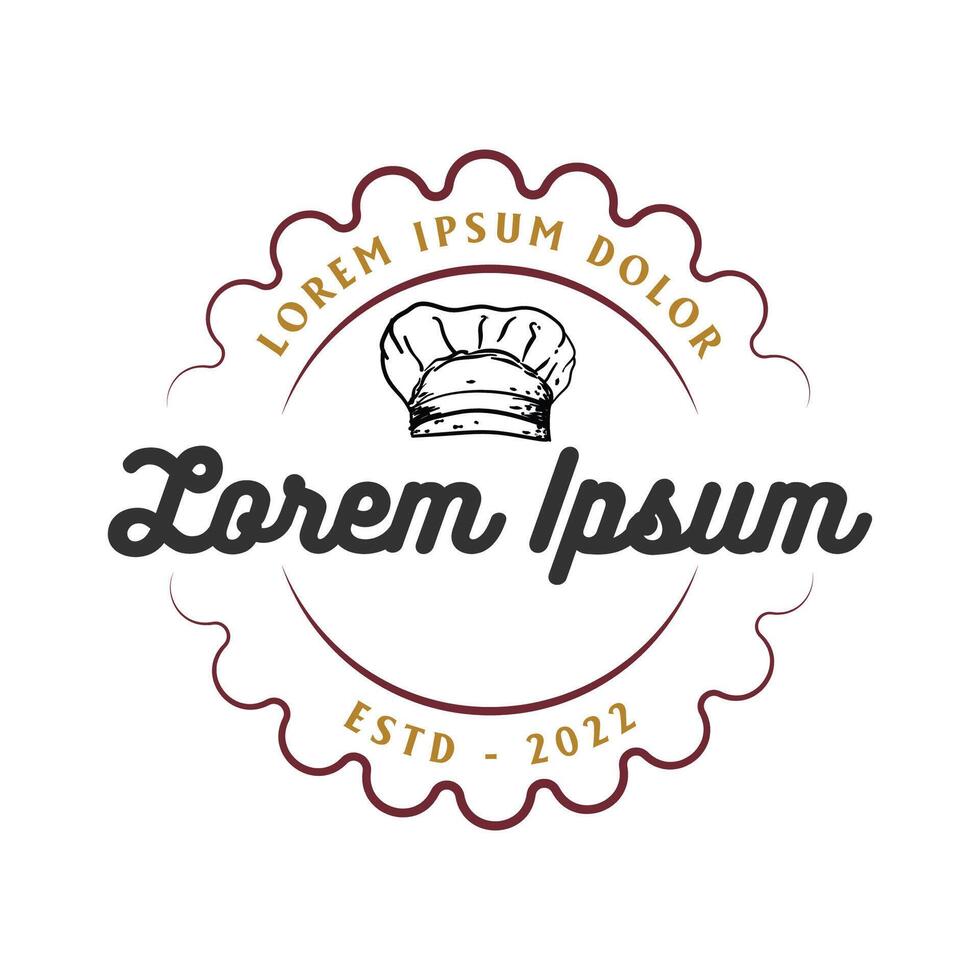 Vintage Retro Chef Hat for Restaurant Cook Catering Food Illustration vector