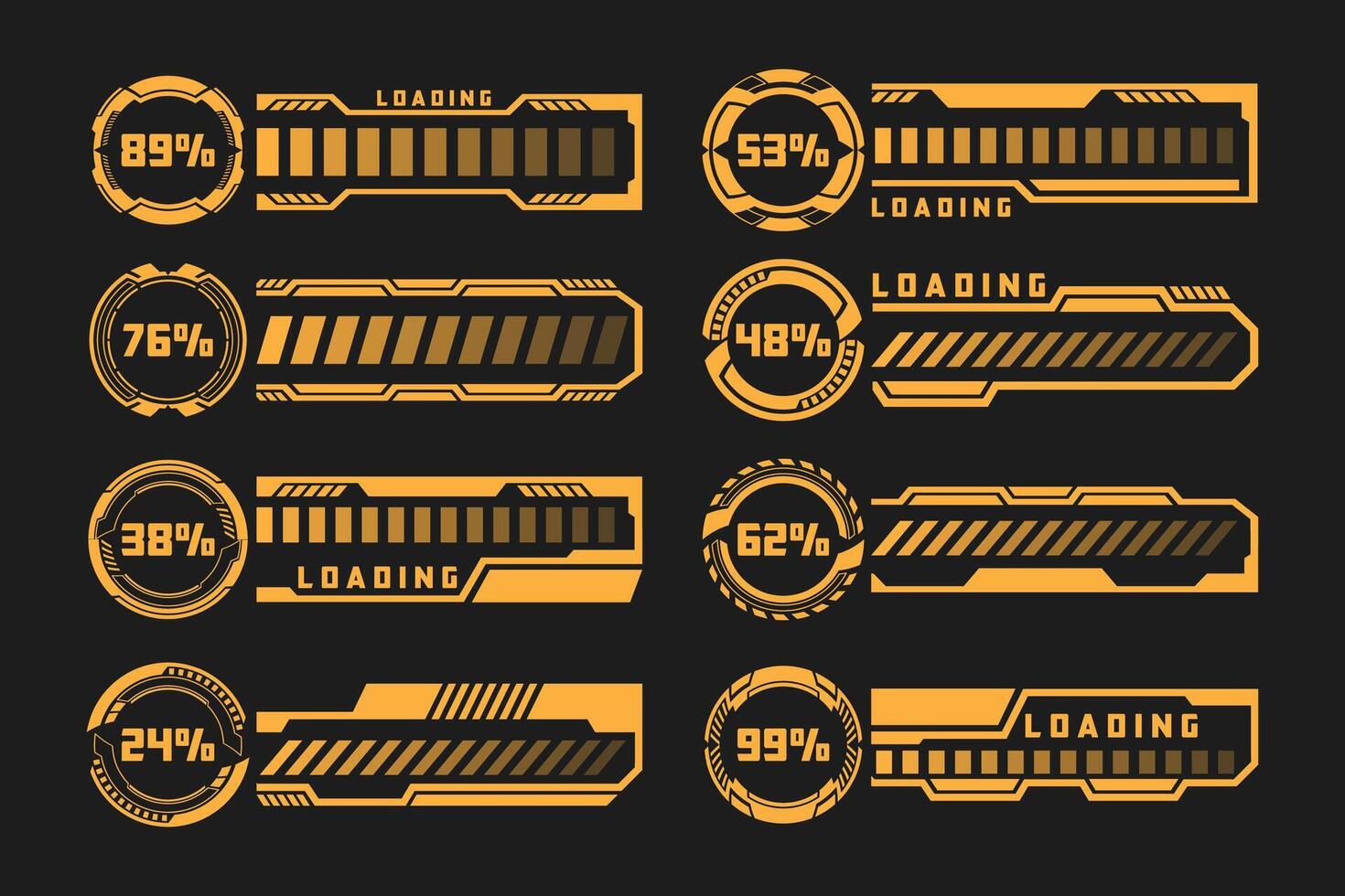 High Tech Loading Bar and Interface Design HUD Elements Collection vector