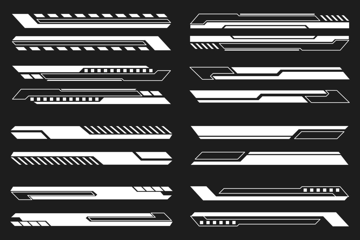 HUD Futuristic Sci-Fi Header and Footer Elements Set vector